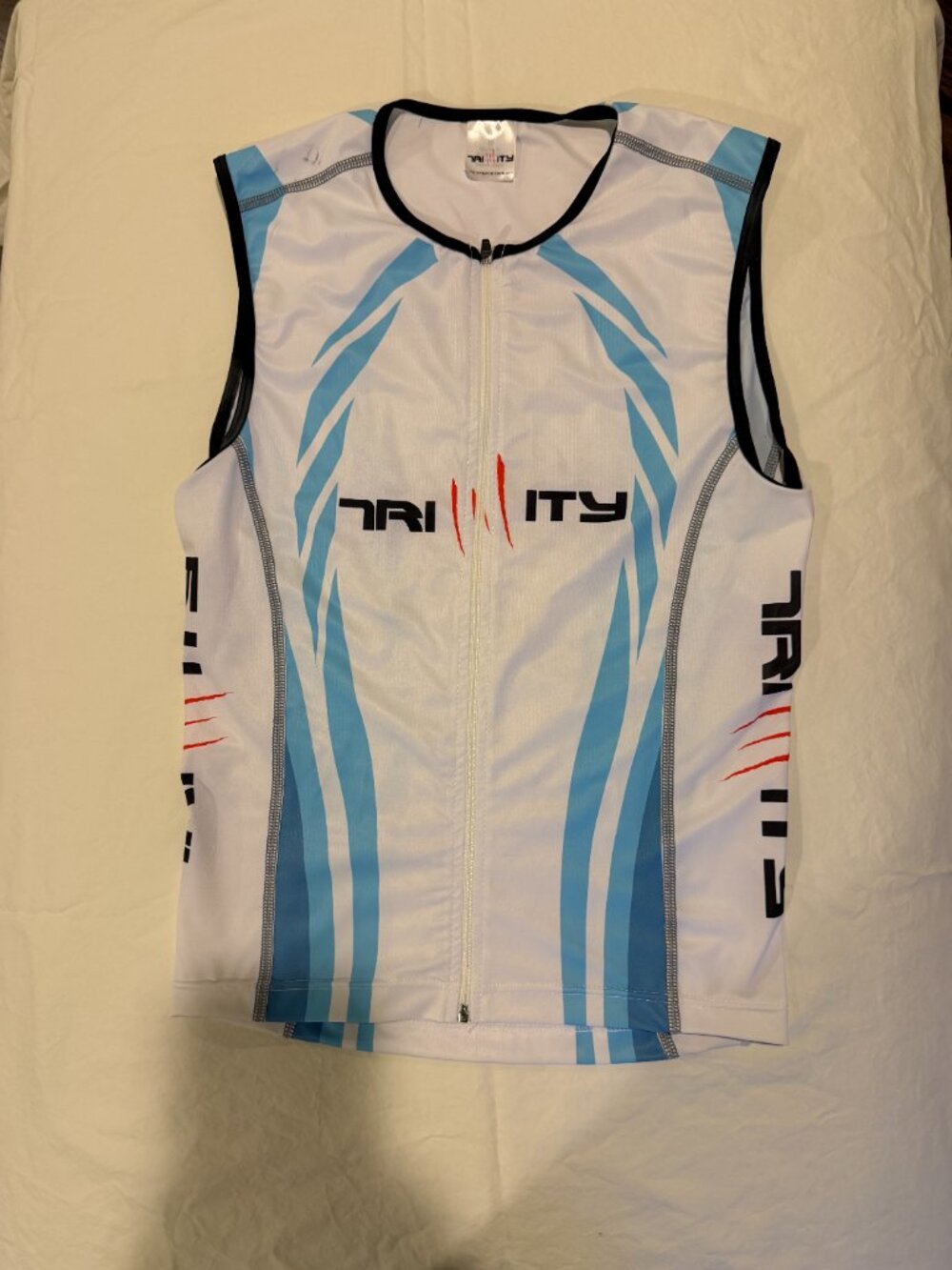 Trinity Multisport Sleeveless Triathlon Top White Blue Size S